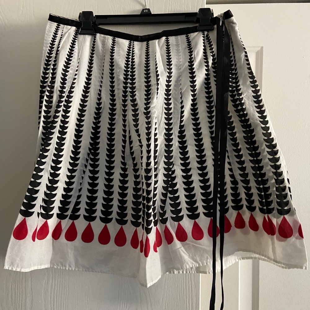Black White Red Geometric A Line Skirt